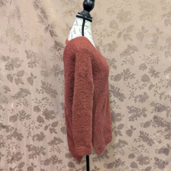 Ruby Moon Wine Red Cut Out Fuzzy Sweater Tunic, Size XS, Gently Used! EUC - Picture 4 of 7